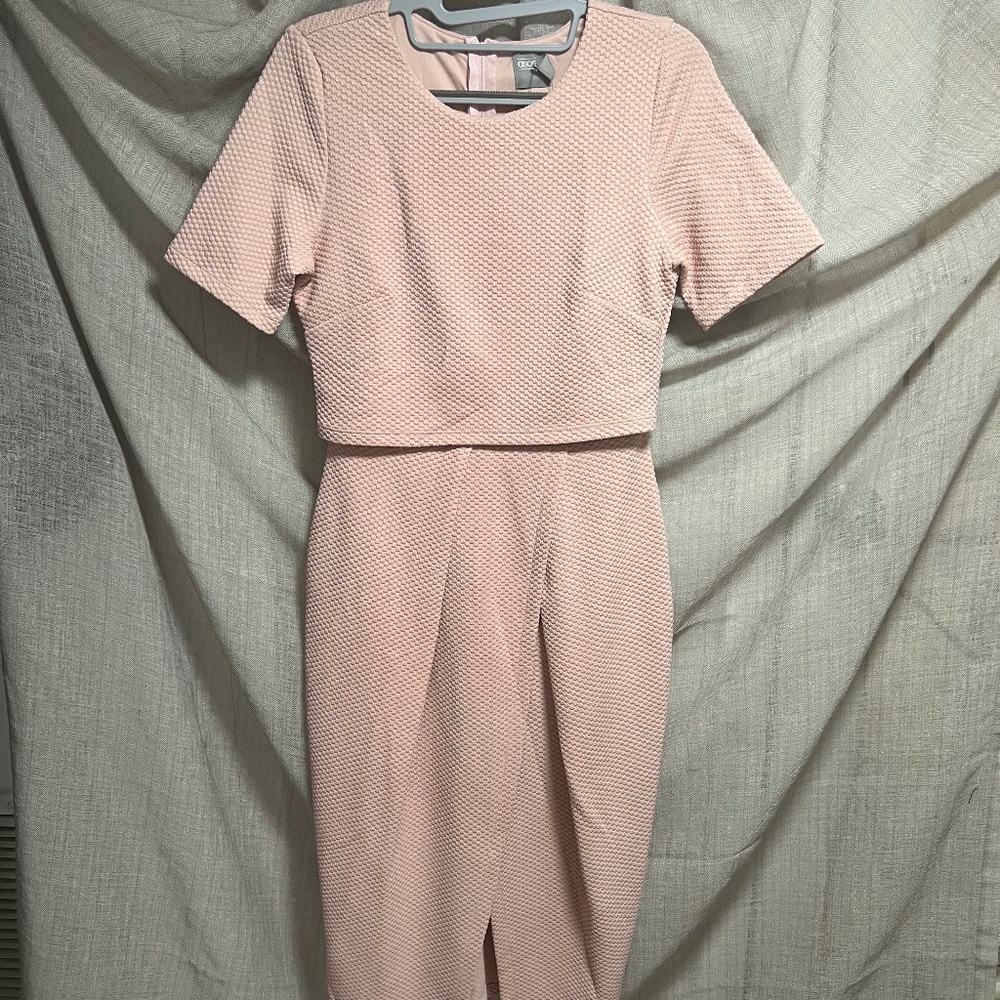 ASOS - faux set dress with front slit - pale pink